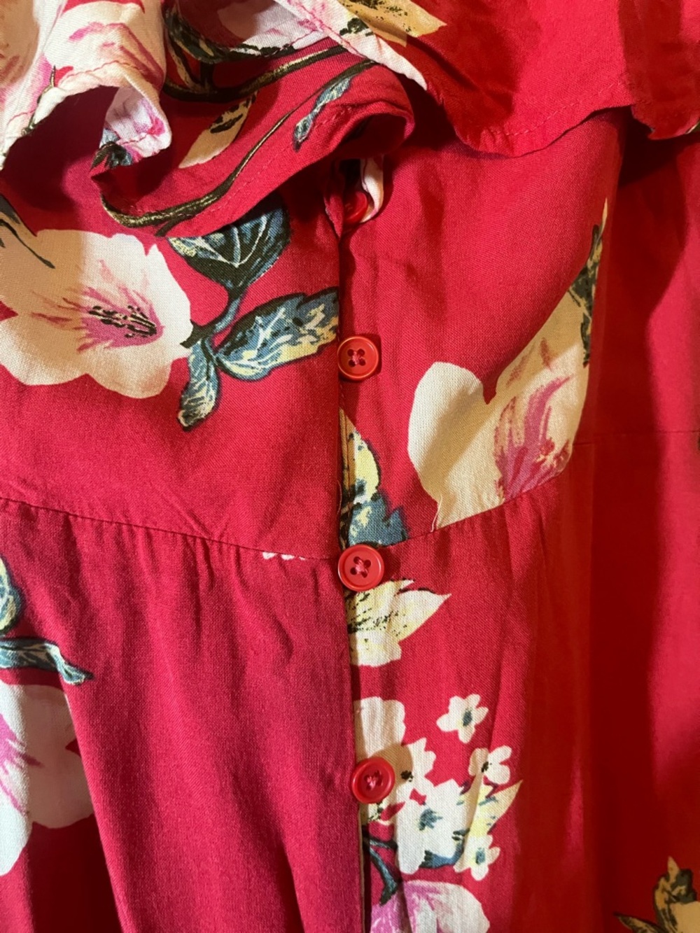 Beautiful Band of Gypsies red floral buttoned dress size Small - Picture 11 of 15